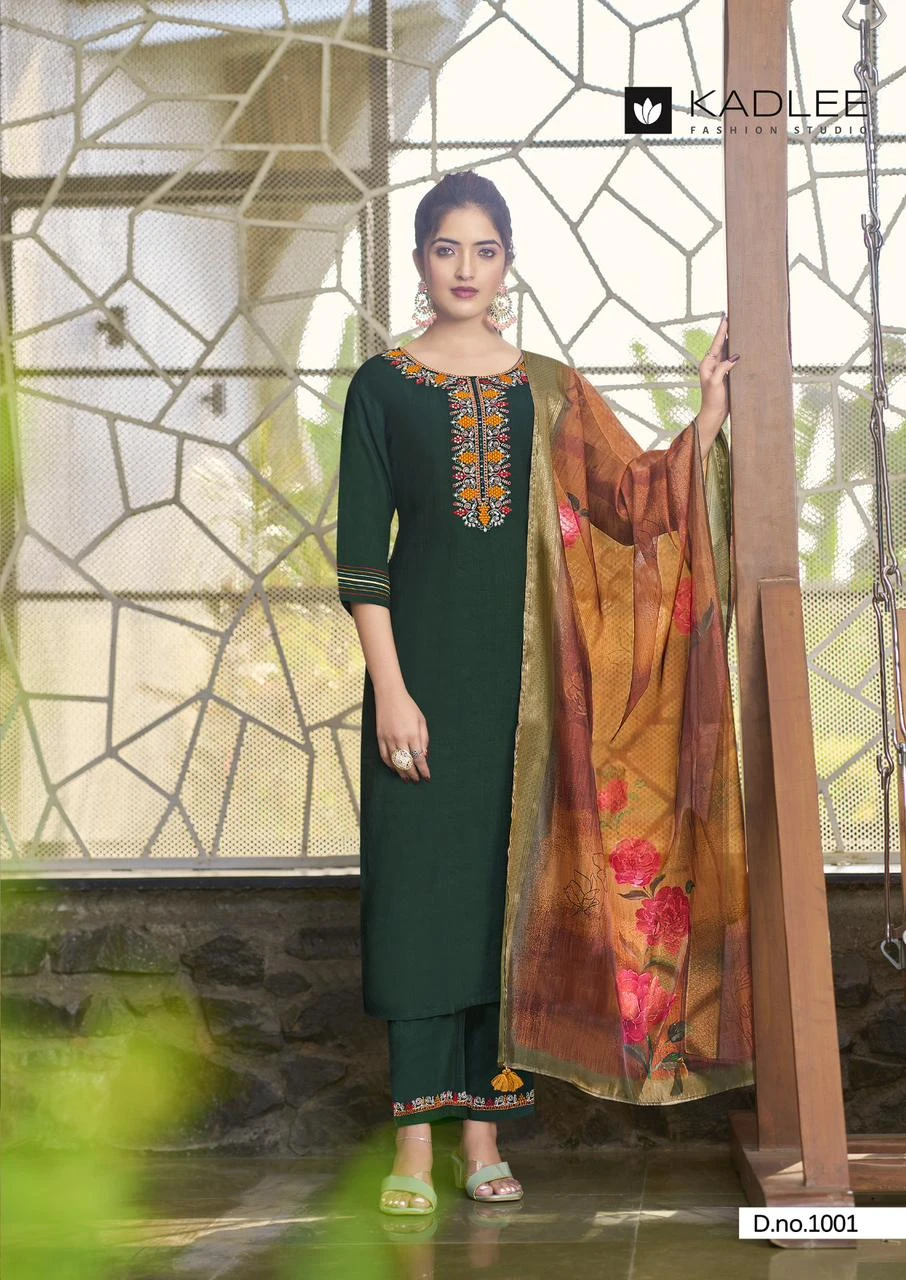 Kadlee Nazakat Viscose Weaving Wholesale Readymade Salwar Suit Catalog — Wholesale Salwar Suits, Kadlee Fashion Studio wholesale from Surat - Gallery Image 2